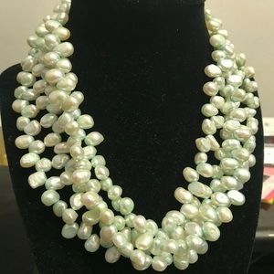 4 Strand Pistachio FW Pearl Ncklc w/antique clasp